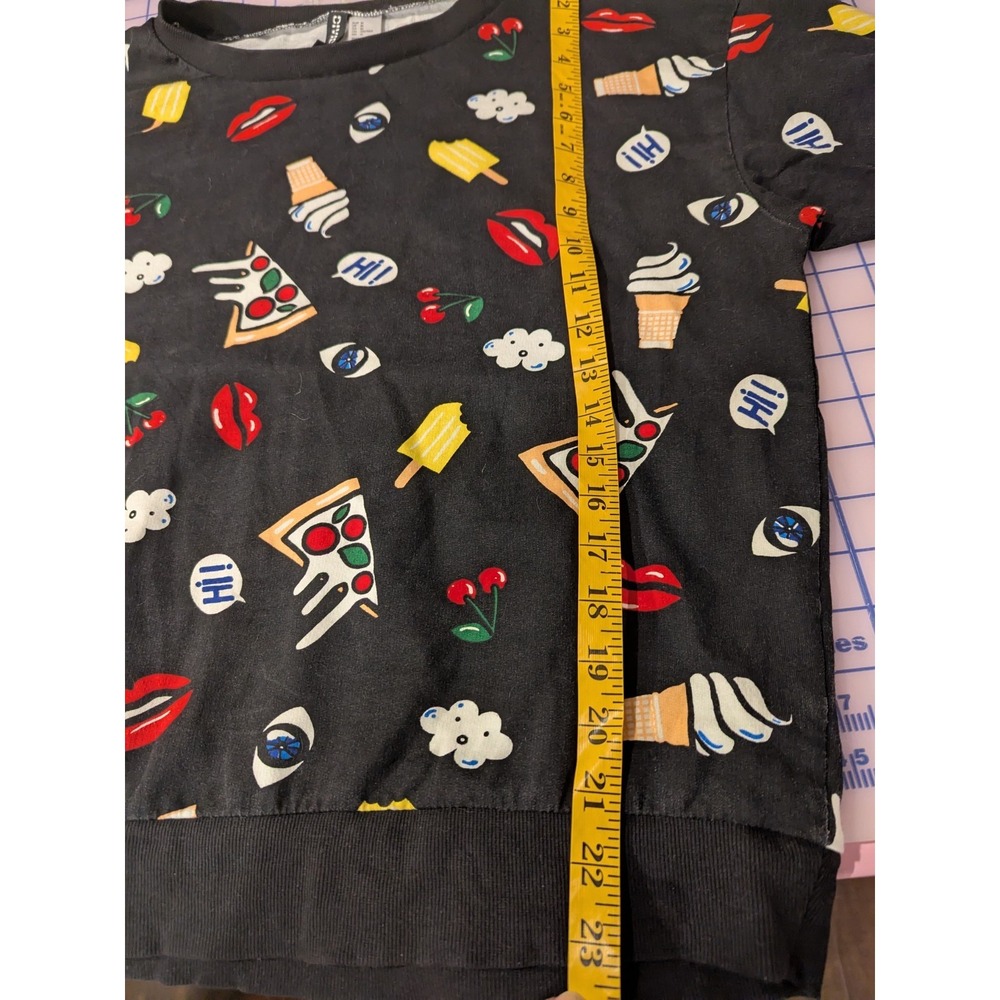 Divided‎ H&M Sweatshirt Top Size M Long Sleeve Crew Neck Cotton Pizza Ice Cream - Picture 10 of 10